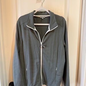 Talbots Men's Gray Lightweight Jacket with White Trim